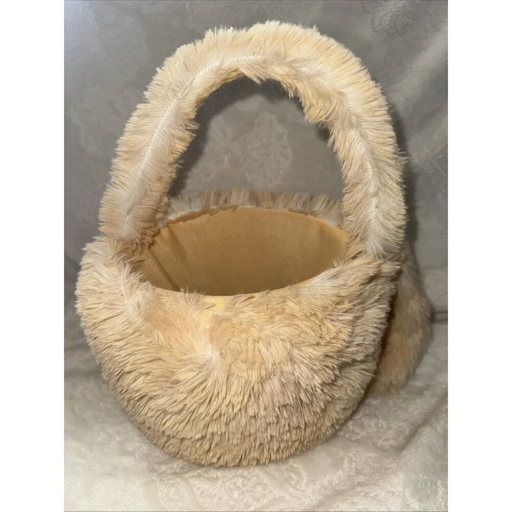 Easter Basket Plush Soft Bunny Rabbit MTY International Co  8” Diameter Tan